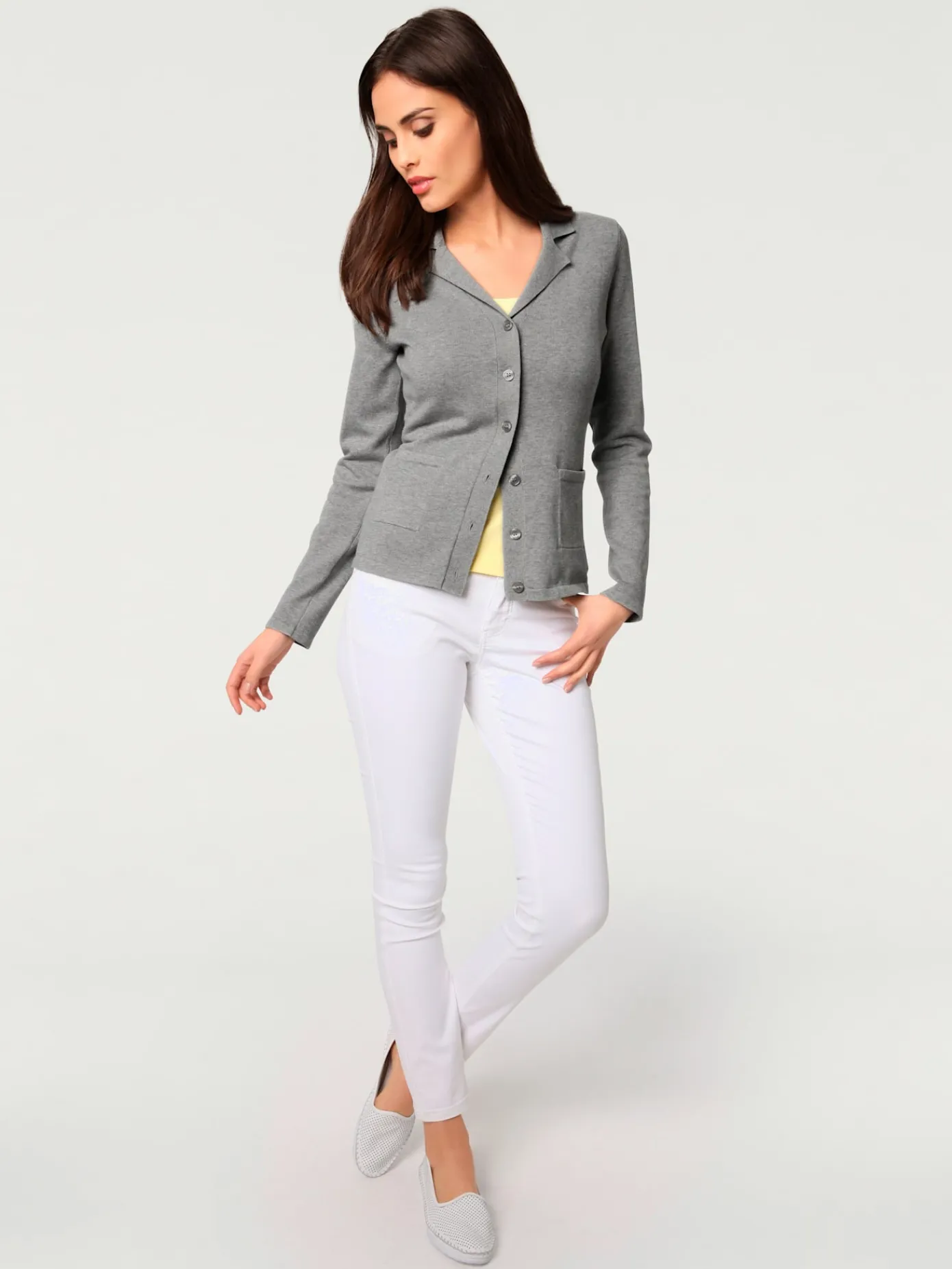 Linea Tesini Gilets Et Cardigans<Veste en tricot fin superbe basique avec poches plaquées