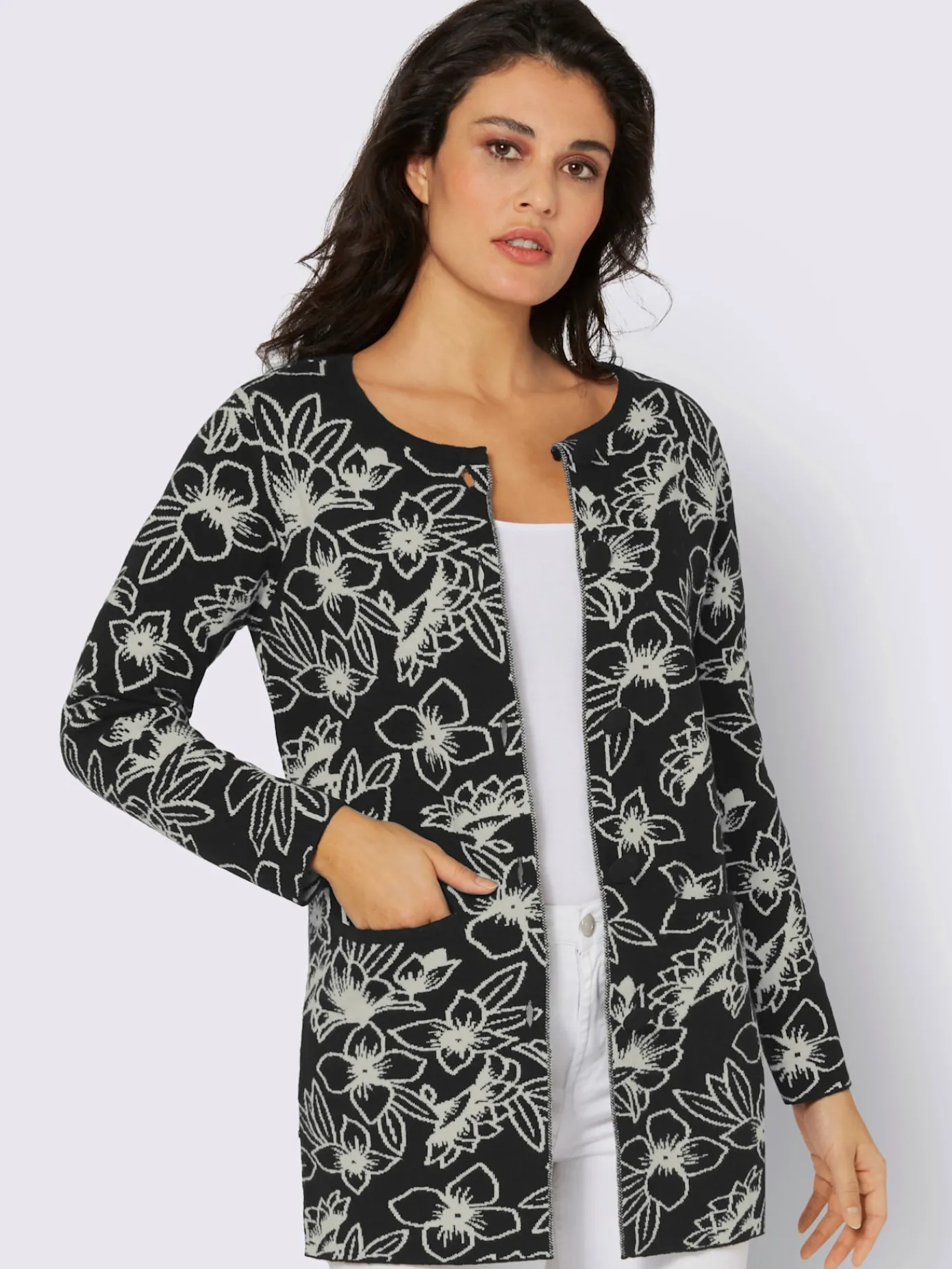 Creation L Gilets Et Cardigans<Veste en tricot jacquard 50% laine vierge