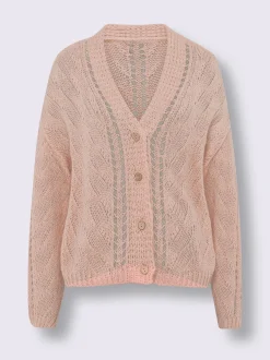 Mandarin Gilets Et Cardigans<Veste en tricot motif tricoté avec partie ajourée devant