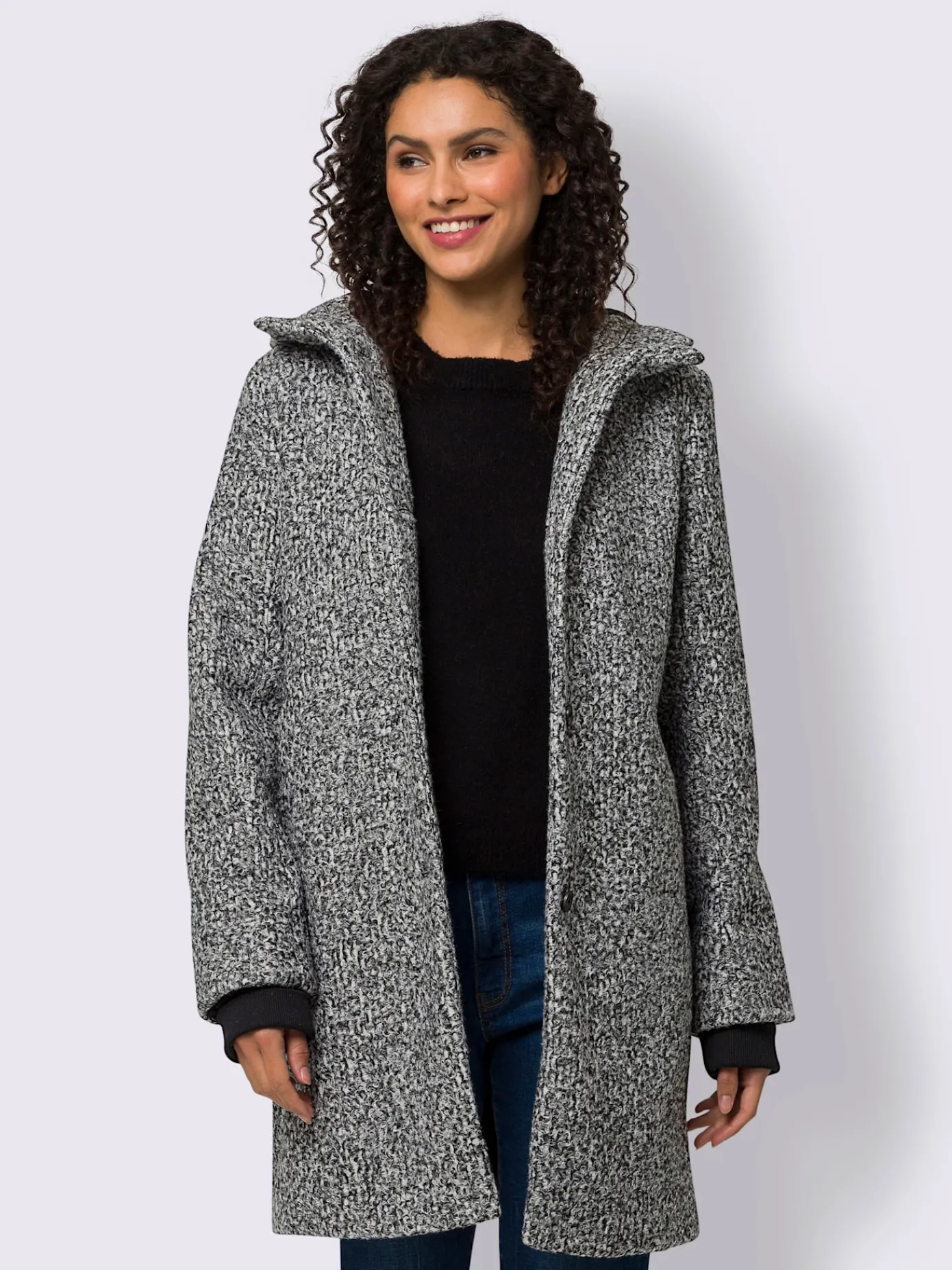 Mandarin Vestes<Veste longue aspect laine