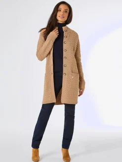 CREATION L PREMIUM Gilets Et Cardigans<Veste longue en tricot 30% laine vierge (mérinos)