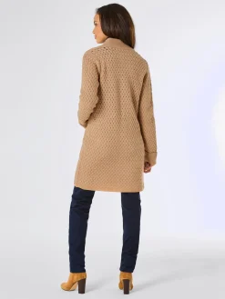 CREATION L PREMIUM Gilets Et Cardigans<Veste longue en tricot 30% laine vierge (mérinos)