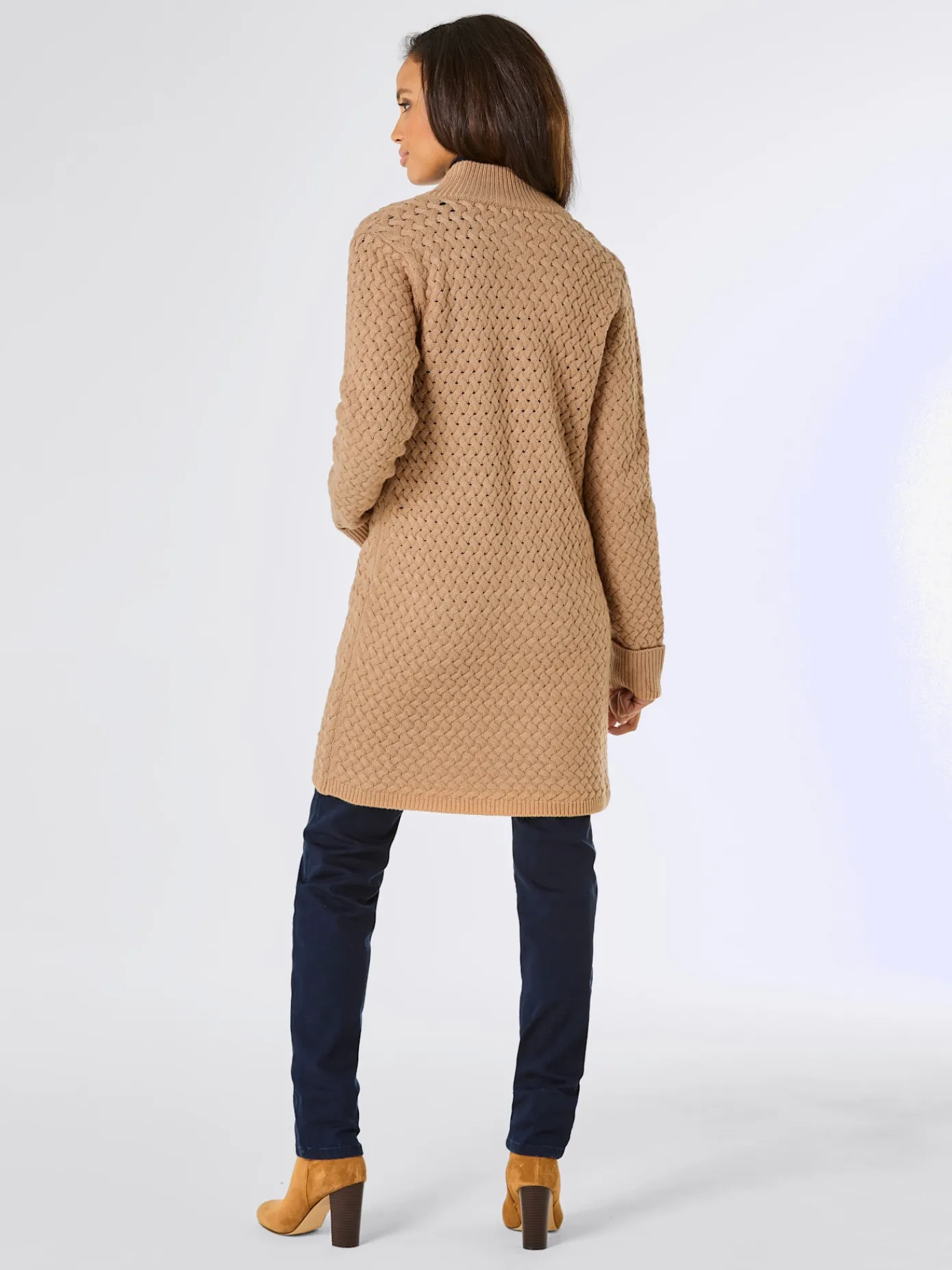 CREATION L PREMIUM Gilets Et Cardigans<Veste longue en tricot 30% laine vierge (mérinos)