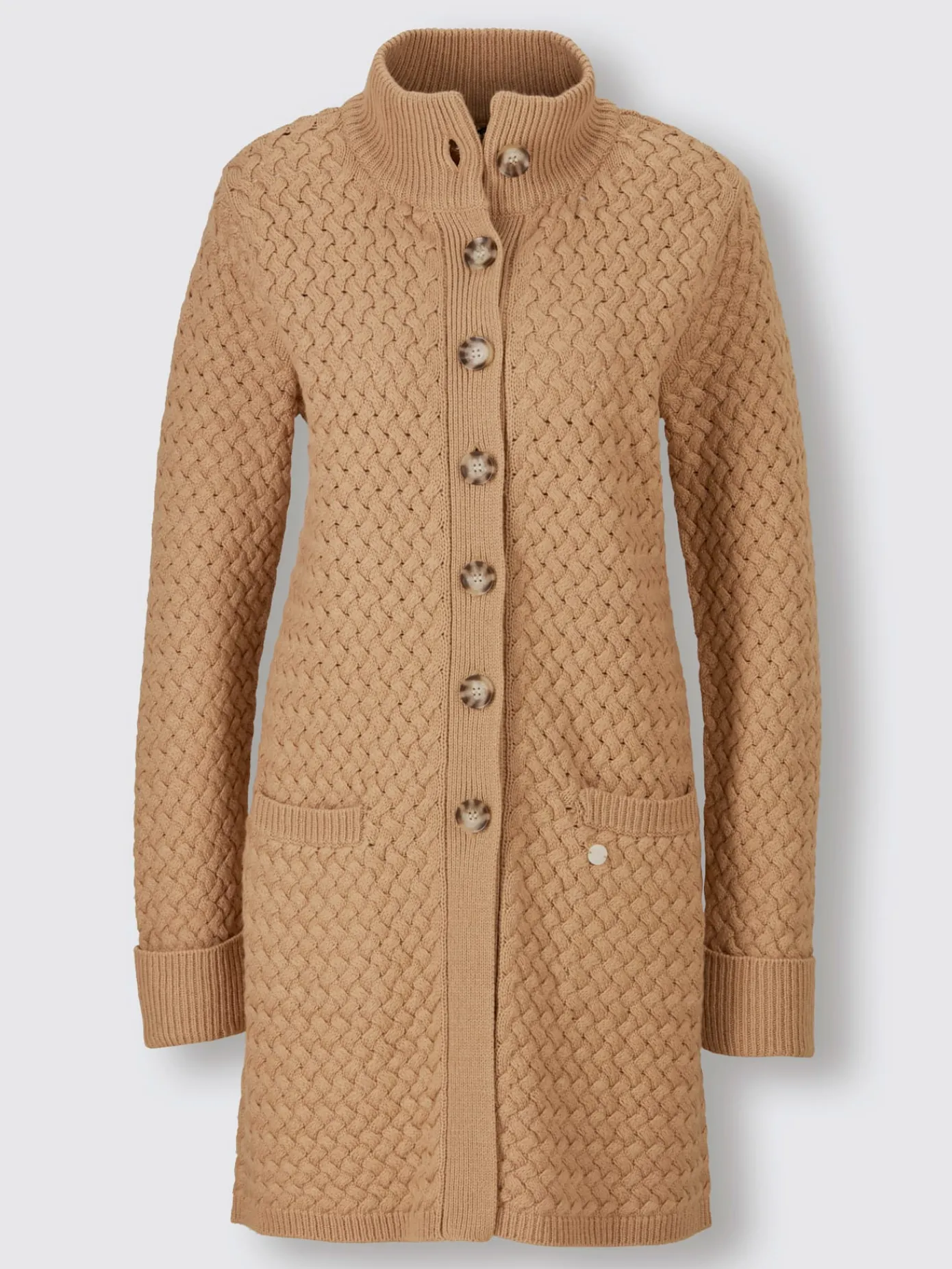 CREATION L PREMIUM Gilets Et Cardigans<Veste longue en tricot 30% laine vierge (mérinos)