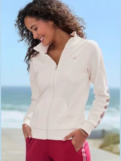 H.I.S Vestes<Veste sweat veste à col montant et rayures