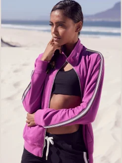 H.I.S Vestes<Veste sweat veste à col montant et rayures